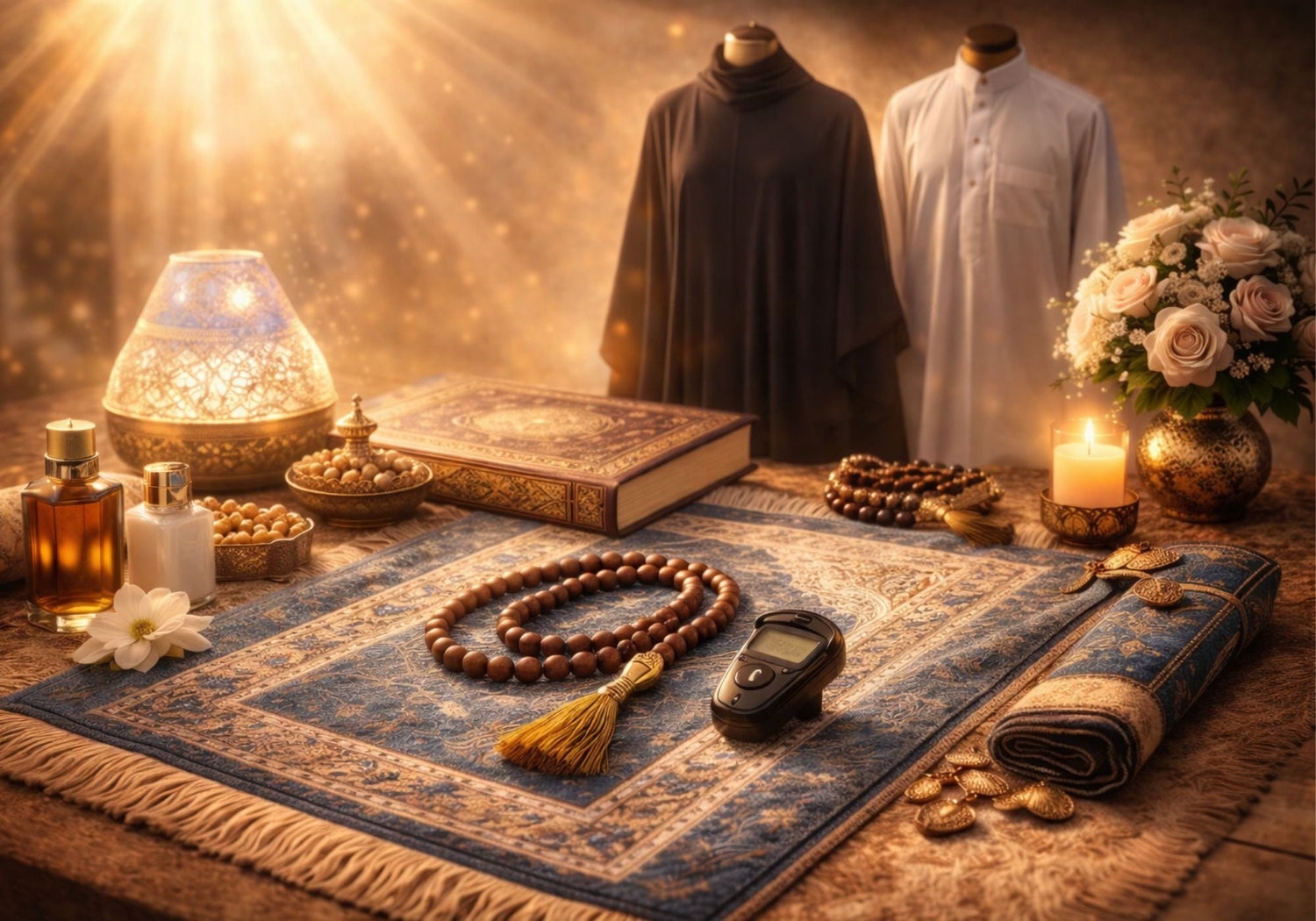 essentiels musulmans tapis de prière tasbih accessoires islamiques ayaminur