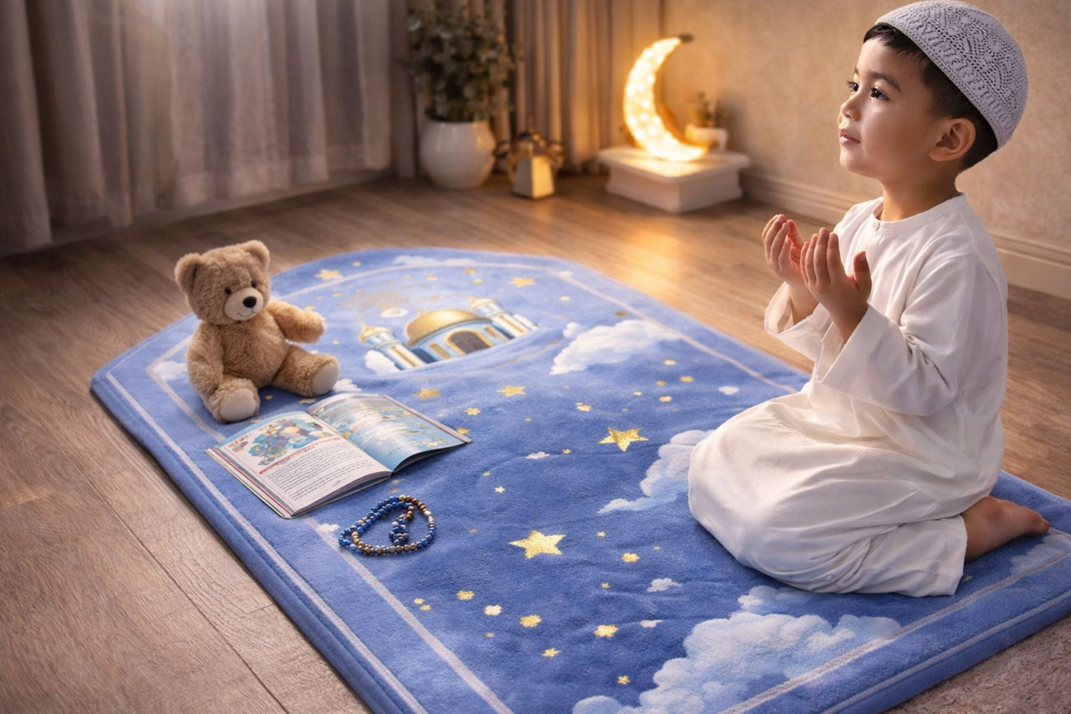 tapis de prière enfant pour apprendre la salat avec tapis doux et confortable