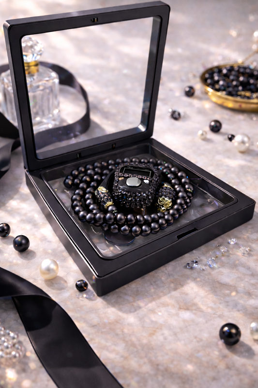 Tasbih avec compteur intégré noir intense dans coffret élégant pour dhikr et cadeau musulman 