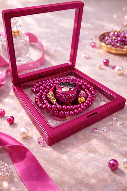 Tasbih rose foncé avec compteur intégré dans coffret élégant pour dhikr