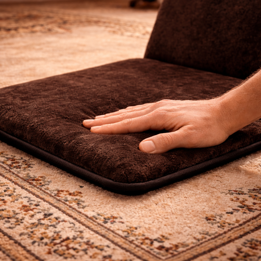 tapis de prière épais et confortable en velours pour le soujoud avec soutien des genoux