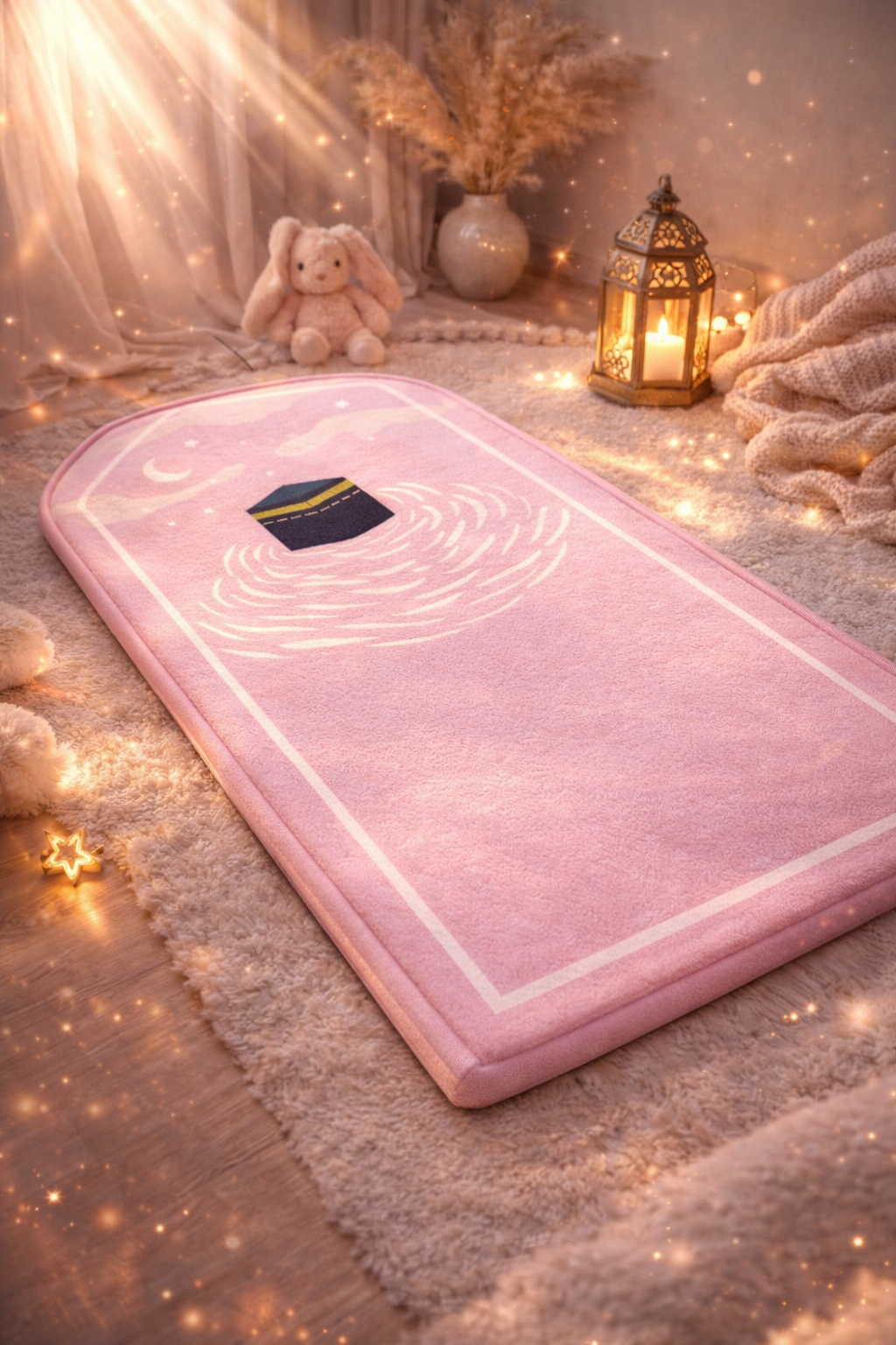 Tapis de prière enfant 50x90 cm en velours doux antidérapant couleur rose  velours - AYAMINUR