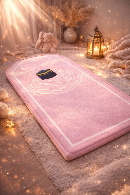 Tapis de prière enfant 50x90 cm en velours doux antidérapant couleur rose  velours - AYAMINUR