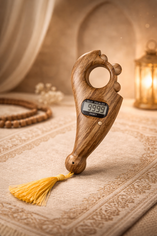 Tasbih en bois naturel avec compteur digital intégré pour dhikr quotidien